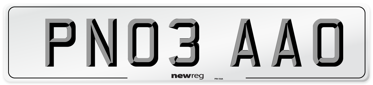 PN03 AAO Number Plate from New Reg